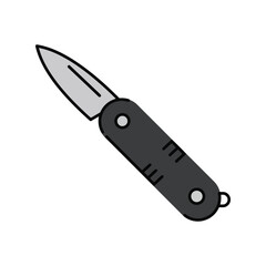Pocket knife vector illustration folding blade tool camping survival gear icon edc utility knife