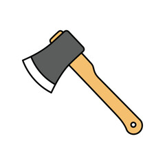 Hand drawn axe illustration woodcutting tool camping gear lumberjack equipment isolated vector graphic