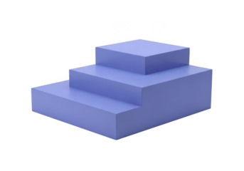 Three tiered light purple display pedestal isolated on transparent background