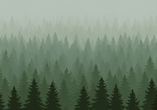 Misty forest illustration background