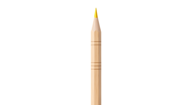 Yellow pencil with wooden barrel isolated on a transparent background
