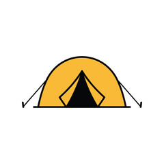 Yellow camping tent vector illustration outdoor shelter portable housing camping gear nature adventure icon