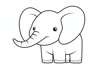 Obraz premium Cute elephant line art with bold outline, simple cartoon illustration for kids coloring page, flat vector design with minimal details