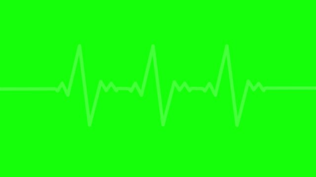 Heartbeat ECG Monitor Animation on Green Screen, Electrocardiogram Pulse Line for Medical and Healthcare Videos