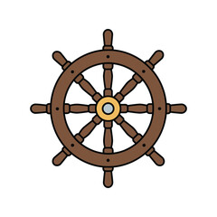 Vintage wooden ship s wheel illustration nautical navigation control maritime helm icon sailing equipment captain s steering wheel