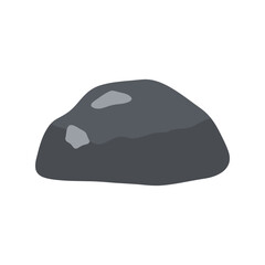Dark smooth pebble rounded stone natural element isolated graphic simple illustration
