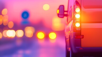 Blurred city lights and vehicle tail lights at night