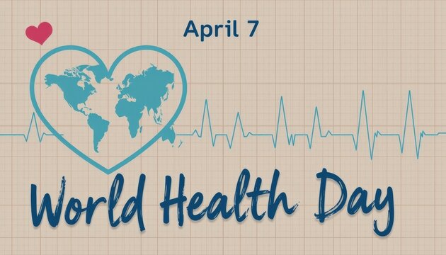 Global Health Day Celebration with Heart and Map Illustration