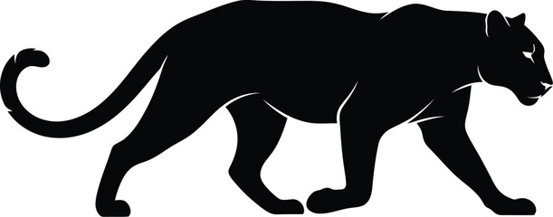 A black panther silhouette walking, a powerful and graceful predator in the wild.