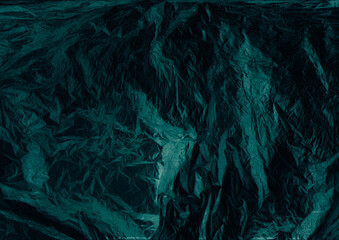 Blur weathered blank. Crumpled texture. Black aged wrapped paper sheet abstract background. Dark...