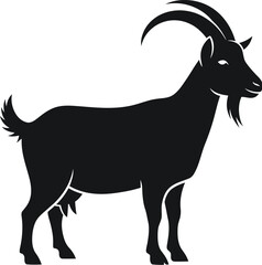 Black and white silhouette of a goat.
