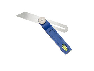 T bevel or bevel gauge or false square with a built in water level adjustment screen on white...