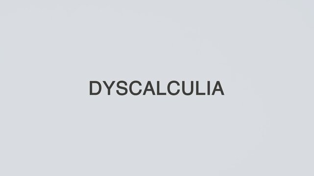 Dyscalculia word diagnosed with a stethoscope held in hand on a white background, illustrating learning disorder affecting math skills, medical evaluation, healthcare concept, and awareness
