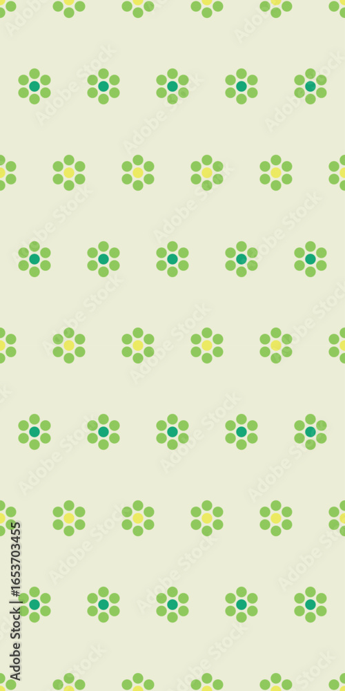 Aufkleber seamless vector pattern with abstract green floral dots on light cream background repeating in symme