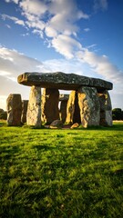Naklejka premium Ancient stone structures bathed in golden sunlight