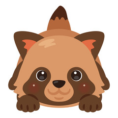 うつ伏せになったタヌキのイラスト