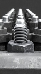 Close-up of metal bolts and nuts