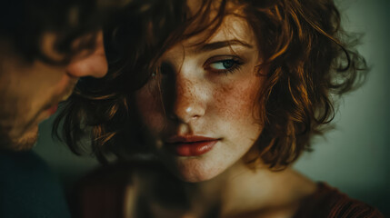 Close-up of two people in an intimate emotional moment
