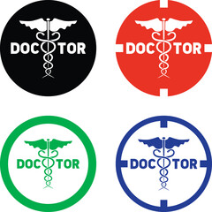 Medical Doctor Symbol Round Sticker | 4 Color Bundle Professional Healthcare Emblem for T-Shirts, Vehicle Decals, Tattoos & Wall Art