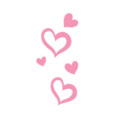 Cute pink hearts illustration floating in the air, romantic love symbol design for Valentine, wedding, greeting cards, and creative decoration.
