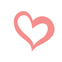 Hand-drawn pink heart illustration, romantic symbol design for Valentine, love cards, wedding decoration, cute stickers, and creative art projects.
