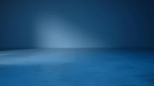 Dark blue background features a wall and a surface suggesting a room
