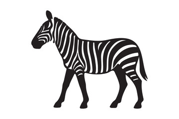 Fototapeta premium Striking Zebra Silhouette: A captivating side profile of a zebra, its iconic black and white stripes a timeless symbol of the African savannah.