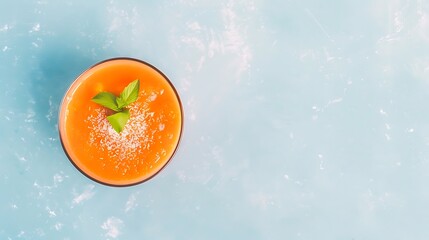 Refreshing orange smoothie topped with fresh mint leaves
