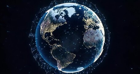 Digital globe network visualization - Powered by Adobe