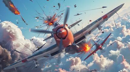3d Cartoon WWII dogfight stylized Spitfire