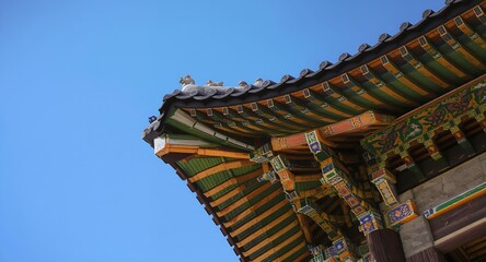 Intricate Asian Temple Roof Detail Vibrant Colors Craftsmanship