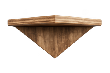 Wooden triangle shelf wall mounted rustic floating shelves storage decor home design furniture interior decorate isolated on transparent background