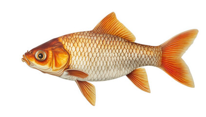Fototapeta premium A single orange goldfish swimming, isolated on transparent background