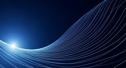 Abstract blue digital wave of light particles representing data and connection