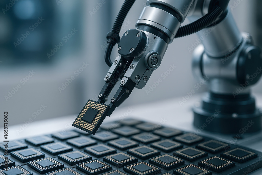 Aufkleber ai technology powers smart automation in factory where robotic arms perform precise inspection of mi