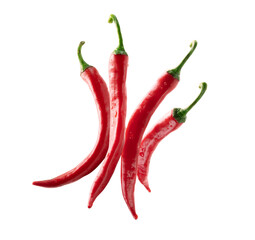 Red hot pepper levitates on a white background