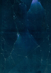 Scratched texture. Broken dust glass. Gray blue ice fractured screen abstract background. Blur...
