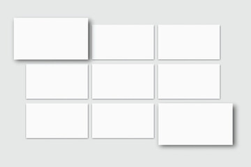 Vector mockup of blank presentation slides with shadows, isolated on background. Perfect for branding, pitch decks, business reports, advertising, web designs, social posts, app and online portfolio
