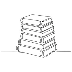 Continuous Line Drawing of Stacked Books for Education and Learning Concept White Background Vector Illustration Simplistic Graphic Design Style Minimalist Art