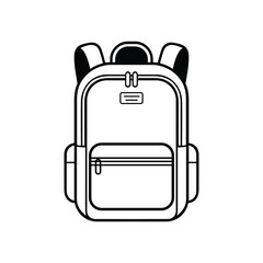 Minimalist Backpack Icon Perfect for School Travel and Adventure Simple Black and White Outline Design Illustration