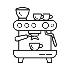 Barista Espresso Machine Icon in Outline Style on White Background