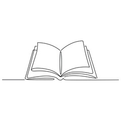 Minimalist Line Art Illustration of an Open Book Symbolizing Knowledge Learning and the Joy of Reading for Education and Literature Concepts