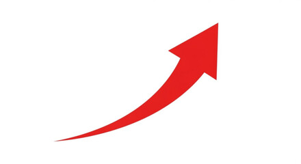 Dynamic red upward curving arrow graphic, a versatile vector illustration symbolizing continuous growth, positive progress, and increasing momentum for diverse applications.