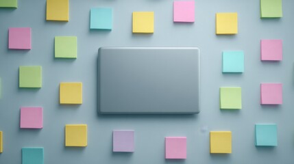 A centralized message hub emerges, highlighted against a backdrop of colorful sticky notes.