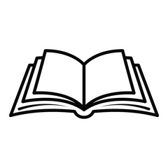 Open Book Icon Depicting Learning and Education in a Simple Black and White Design for Various Applications
