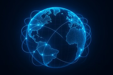 Global network of AI and data connectivity, digital world map with advanced technology and AI, artificial intelligence tech background