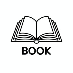 Open Book Icon Symbol of Education and Knowledge Black and White Line Art Vector Graphic for Learning