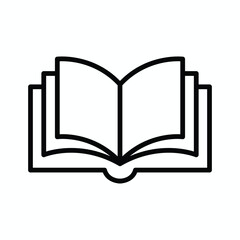 Open Book Outline Icon on White Background Symbol of Knowledge Learning and Education Minimalist Design for Web and Print