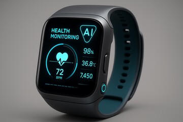 AI powered health monitoring smartwatch with advanced health tracking features artificial intelligence tech background