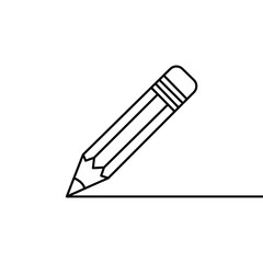 Simple Line Art Illustration of a Pencil Drawing a Line on White Background Depicting Creativity and Design Process